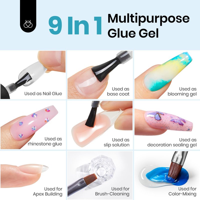 Beetles 15ml HEMA-Free Nail Glue Gel, TPO Free UV Nail Glue for Acrylic Nails Tips, Super Strong for Extensions, DIY Gel, U V Light Required