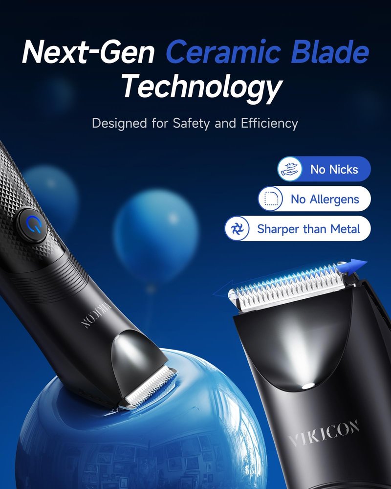 Manscape Trimmer for Men - No Nicks Electric Razor-Shaver for Balls/Pubic/Groin/Legs/Chest Hair Removal w/Light & Ceramic Blade, IPX7 Waterproof Full Body Hair Groomer USB-C Charging, Gifts for Men