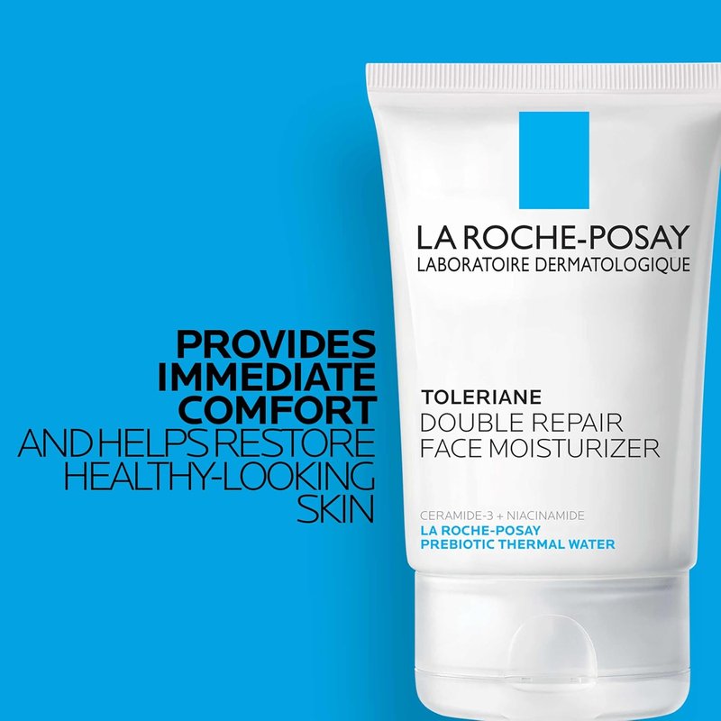 La Roche-Posay Toleriane Purifying Cleanser & Moisturizer Set | Hydrating Hyalu B5 Serum, 3-Piece Skincare Collection