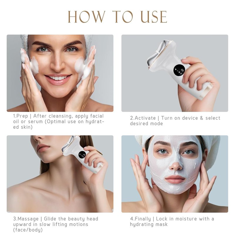 Skiennix Electric Gua Sha Facial Tool - 7-in-1 Hot & Cold LED Massager for Anti-Aging & Skin Care