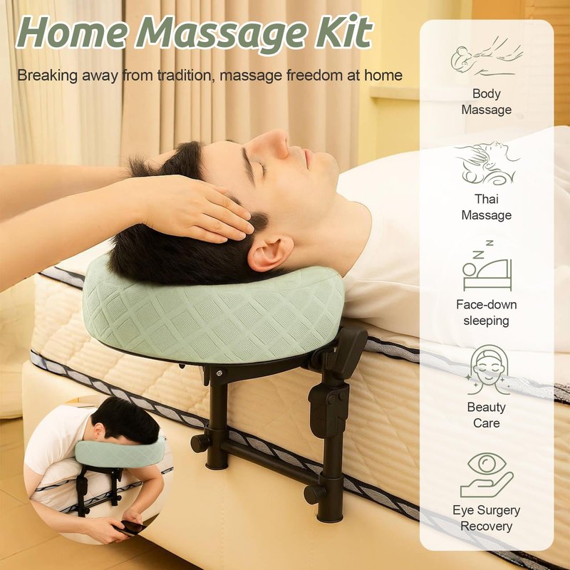 Cxgros Massage Headrest for Bed, Adjustable Massage Face Cradle at Home, Portable Massage Table Kit for Sleeping Mattress, Face Down Pillow After Eye Surgery