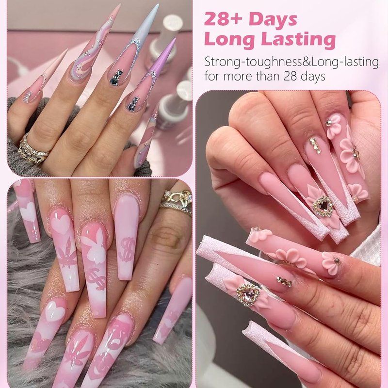 Acrylic Nail Kit - Salon Quality Pink Acrylic Powder & Liquid Set | Kolinsky Nail Brush for DIY Home Manicure