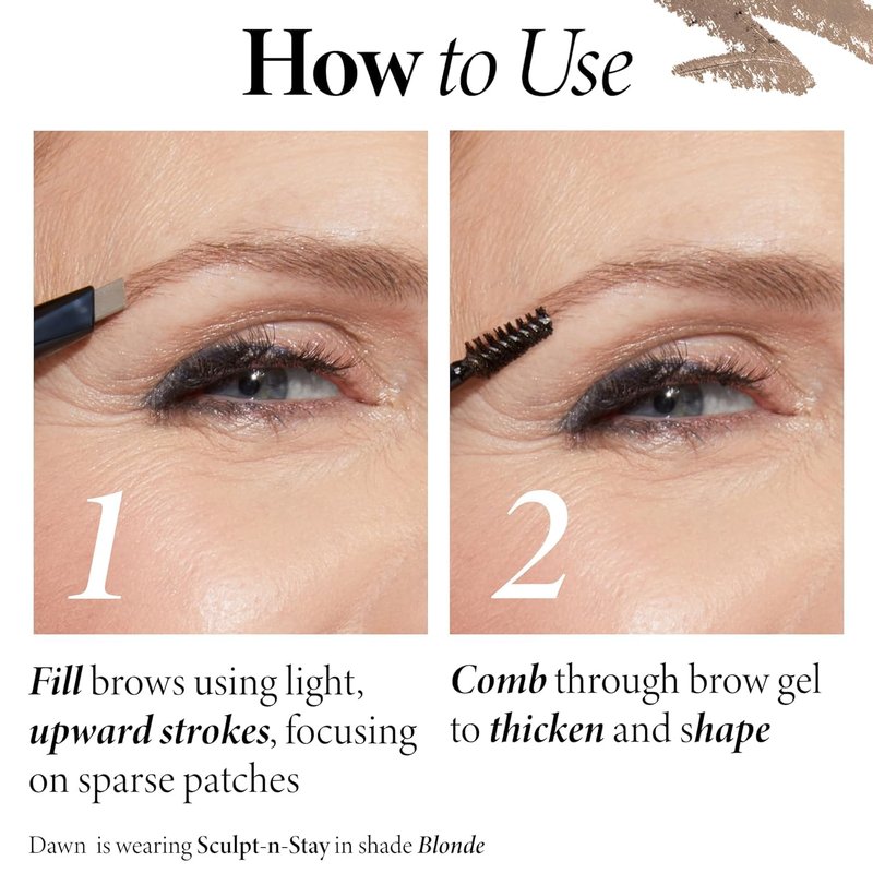 LAURA GELLER NEW YORK Sculpt-n-Stay 2-in-1 Waterproof Eyebrow Pencil & Brow Gel – Dark Brown – Fills Sparse Brows, Defines & Sets – Smudge-Proof, Long-Lasting, Natural Finish