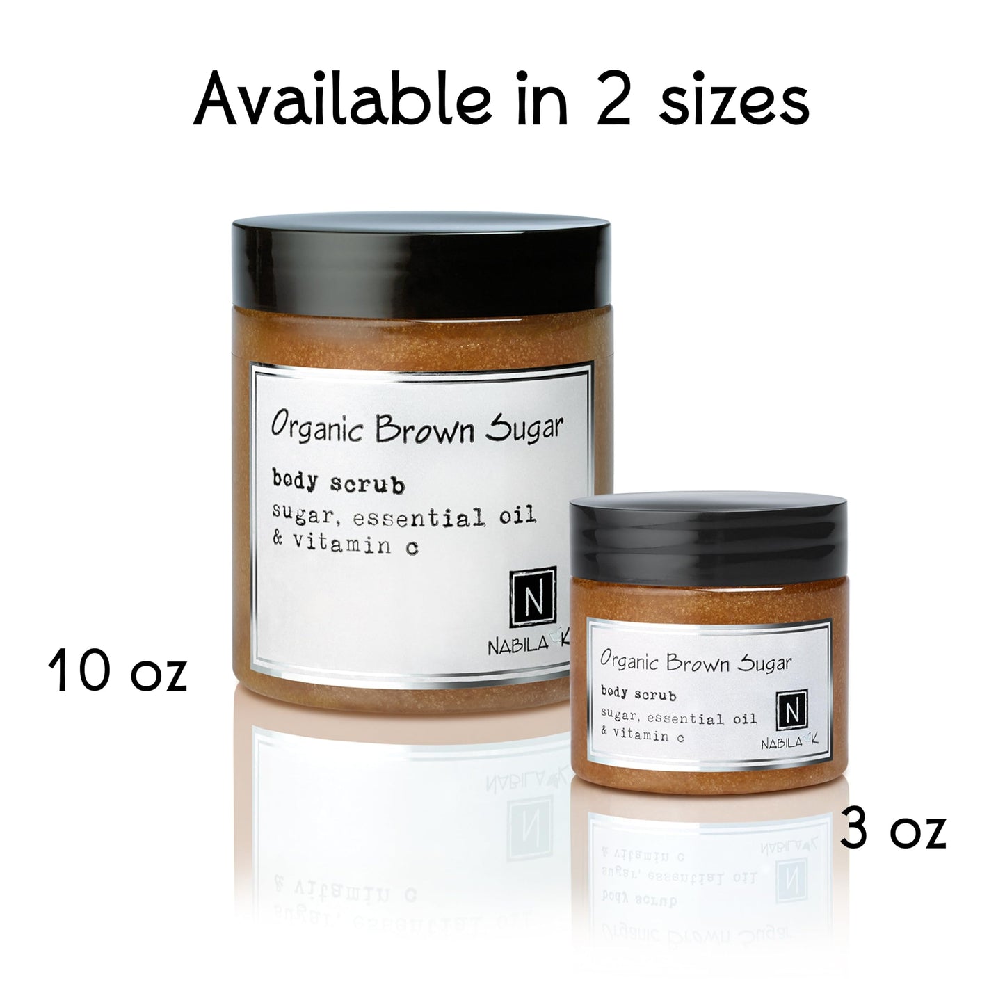 Nabila K Organic Brown Sugar Body Scrub for Women & Men | Sulfate-Free, Cruelty-Free, Natural Exfoliant with Vitamin C | Cane Sugar and Shea Butter | 3 oz