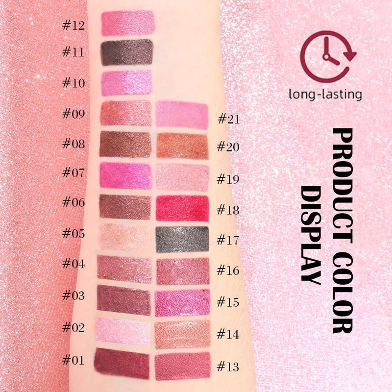evpct 2Pcs Nude Baby Pink Metallic Glitter Lip Liner and Lipstick Combo, Shimmery Lip Gloss Stain Set Makeup for Women Long Lasting Waterproof 24, Metallic Shimmer Iridescent Glossy Liquid Lipstick