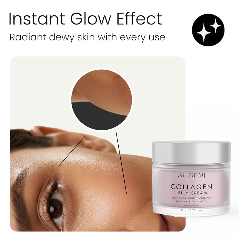 Collagen Jelly Cream – Korean Moisturizer with Hydrolyzed Collagen, Niacinamide & Panthenol – Glass Skin Hydrating Gel Cream for Face – Pore Care & Deep Hydration