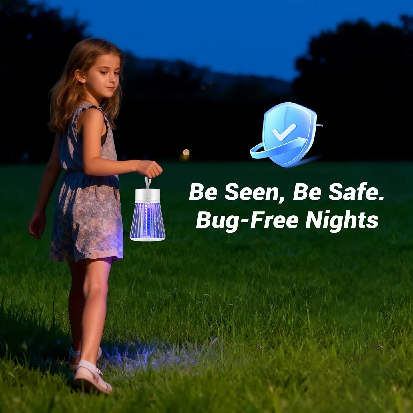 Bug Zapper Outdoor Indoor, Portable Mosquito Zappers Killer, USB Rechargeable Electric Fly Swatter Zapper, Mosquito Repellent Outdoor Patio, Flying Trap for Home Camping, Lightweight, Satety Gird