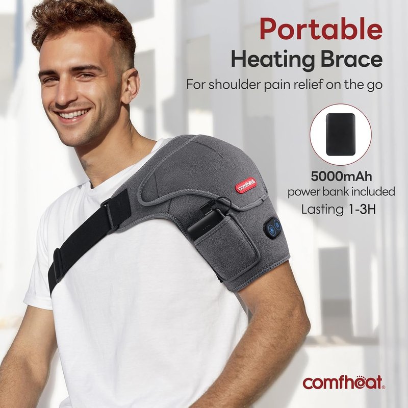 Skiennix Cordless Shoulder Heating Pad - Vibration Massage for Pain Relief | 5000mAh Battery, 1-3H Hot Compress