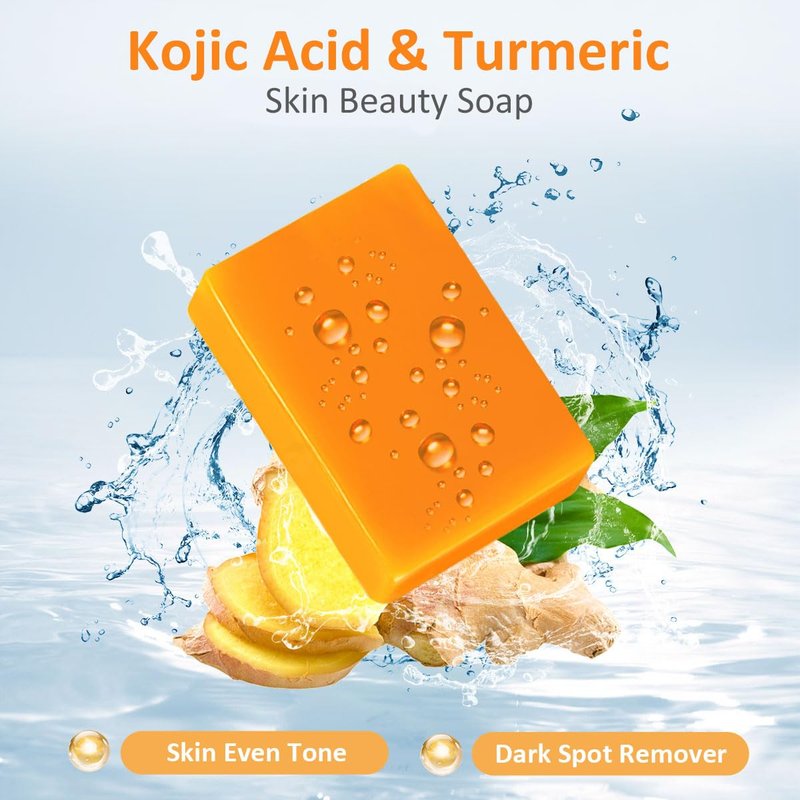 Kojic Acid Turmeric Soap Bar - Dark Spot Remover for Even Skin Tone | Moisturizing Natural Ingredients, 2-Pack