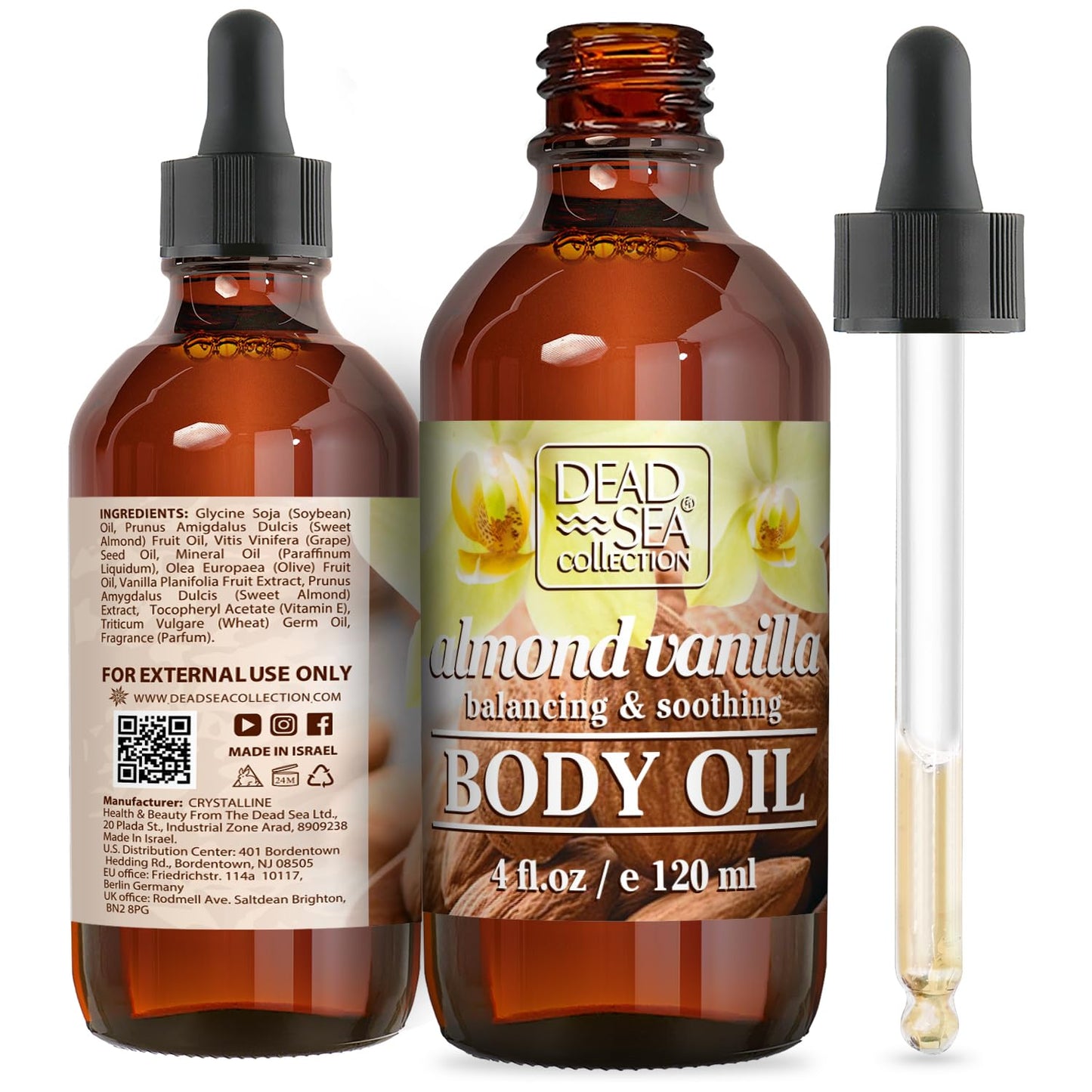 Dead Sea Collection Body Oil with Argan - Dry Skin Moisturizer and Hydrating Massage - Nourishing Bath Oil - Increase Skin Elasticity and Provide Anti-Aging Support for Face and Body (4 fl.oz)