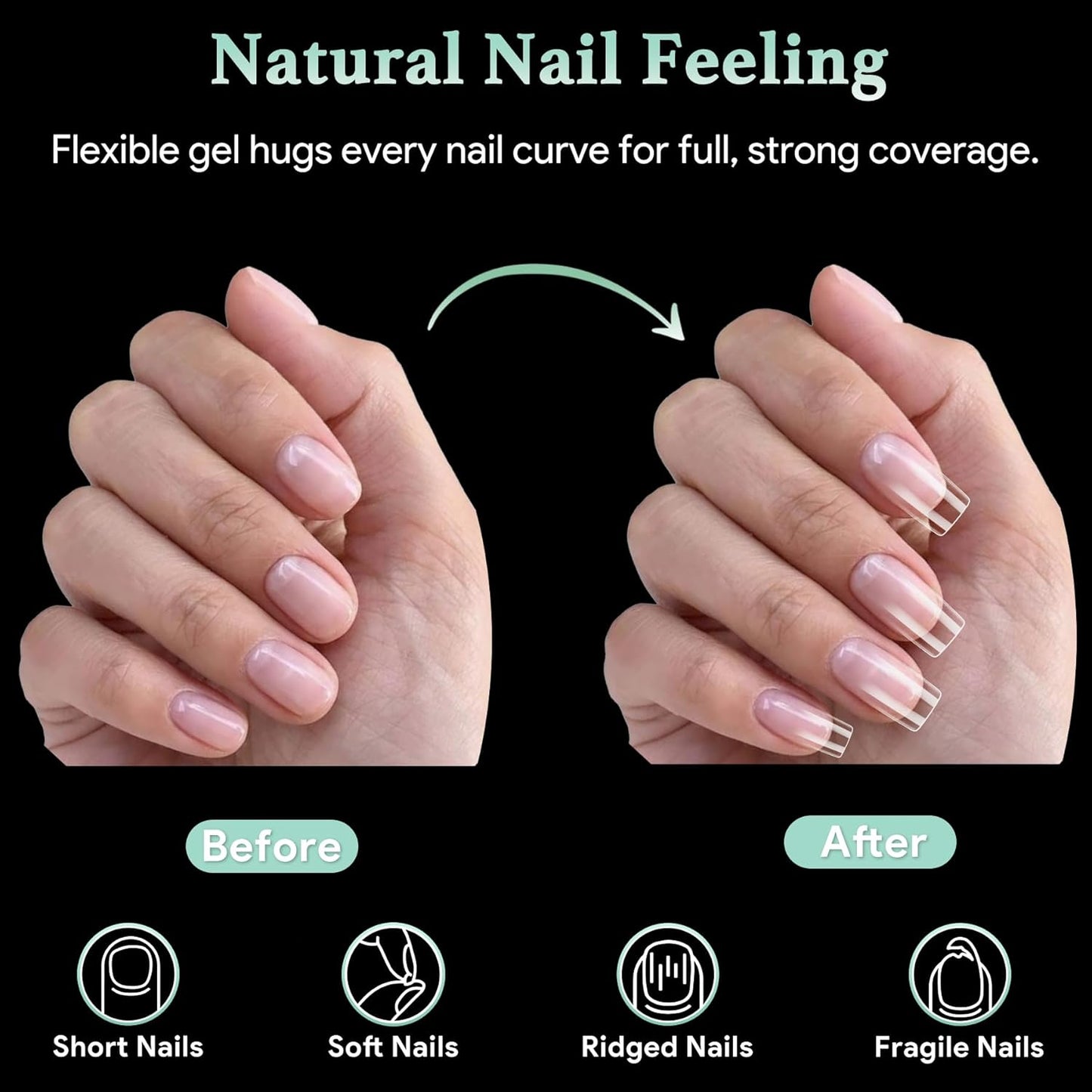 Skiennix Short Square Nail Tips - 216pcs Acrylic Matte Clear Press-On Nails | Full Cover DIY Manicure