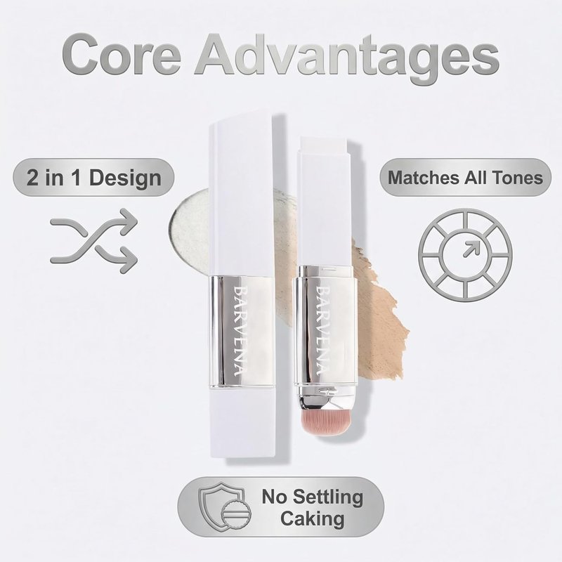 Color Changing Foundation Stick - Full Coverage Self-Adjusting Makeup for Mature Skin | Ivory White, 1 Fl Oz
