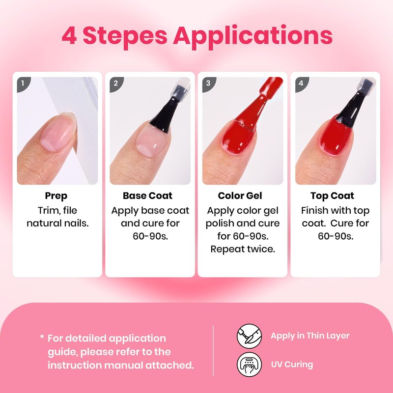 Beetles 30 Pcs Gel Nail Polish Kit with U V Light - 6 Colors Red Cat Eye Gel Polish Set Pink Jelly Glitter Sweet Date Collection with Heart Magnet Manicure DIY Salon Gifts for Mom Women