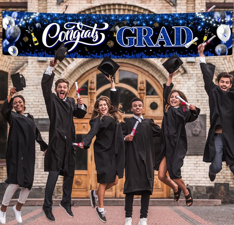2026 Graduation Decorations-Congrats Grad Yard Sign Banner Decoration for Class of 2026 Graduation Party Supplies(Blue and Black)