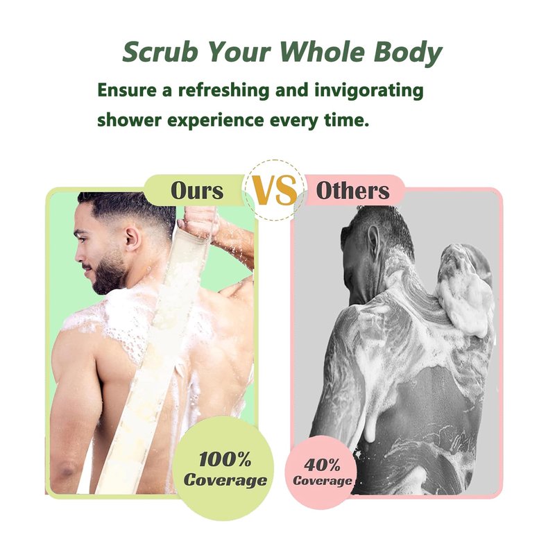 Natural Loofah Back Scrubbers for Use in Shower, Loofah Sponge Luffa Exfoliating Bath Strap, Body Scrubber for Shower Loofah for Men and Women to Clean Your Back Deeply 1 Pack
