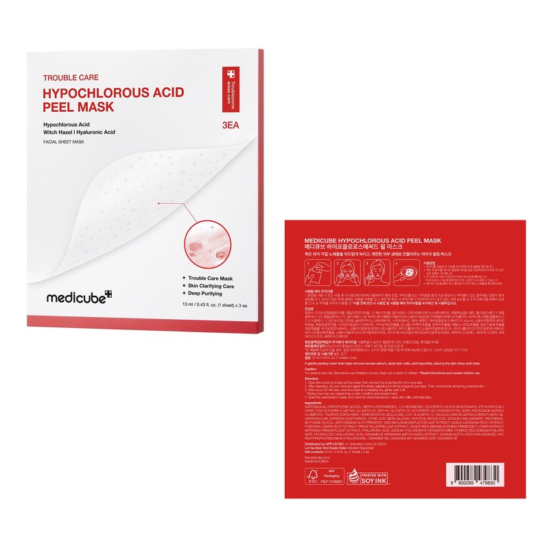 medicube Hypochlorous Acid Peel Mask 3EA | Peel-Off Sheet Mask for Excess Sebum, Pores & Blackheads | Panthenol, Hyaluronic acid for Hydrating & Pore-Refining Care | Korean Skincare, (13ml X 3ea)