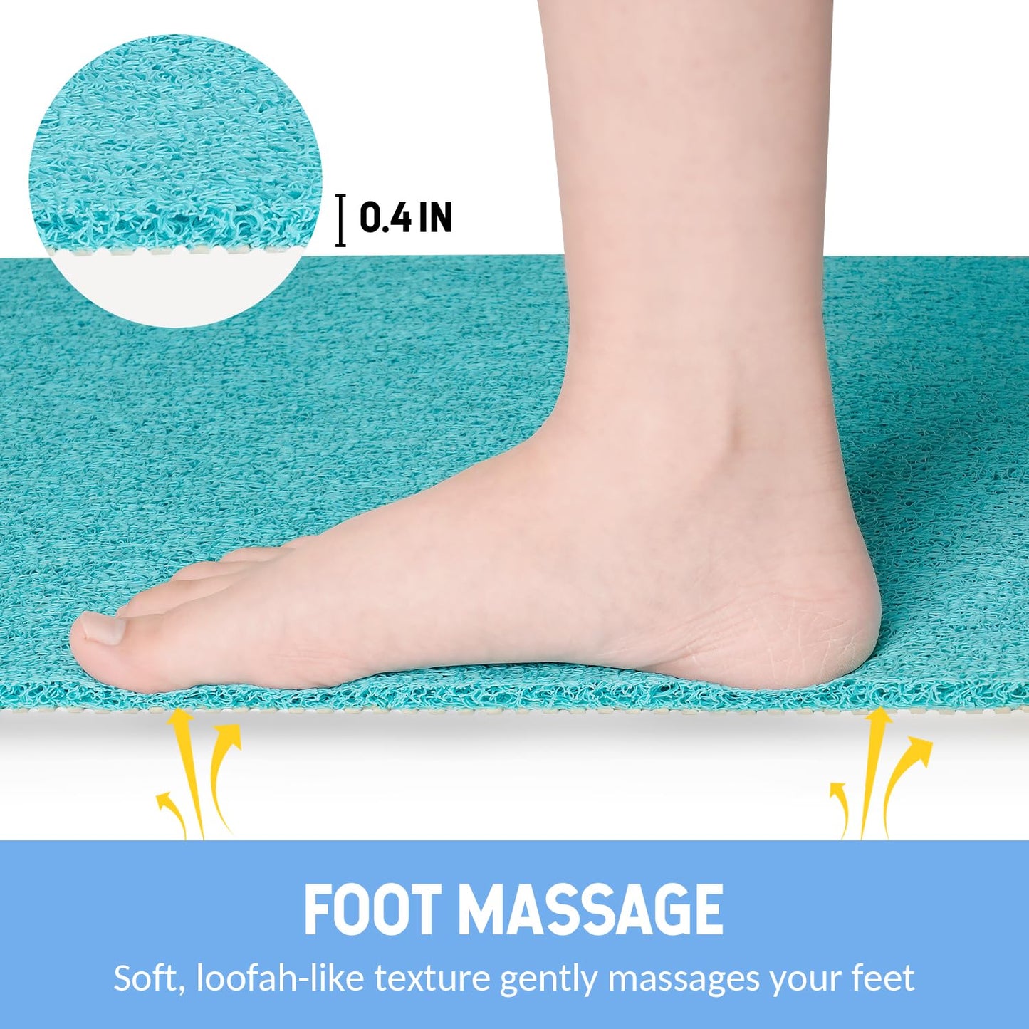 Hargiis Non-Slip Bathtub Mat, Anti Slip Shower Mat, Fast Drying Bathtub Mats, Foot Scrubber Mat, Anti Slip Mat for Tub, Floor, Bathroom, Kitchen, Home, Hotel (Turquoise Blue 24"×24")