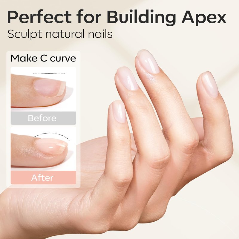 modelones Gel Polish Builder Nail, 2 Pcs Clear Builder Nail Polish, 8-in-One Rubber Color Hard Gel for Apex Building Thickening Extension DIY Home Salon Gifts LED Lamp Cured 10ml