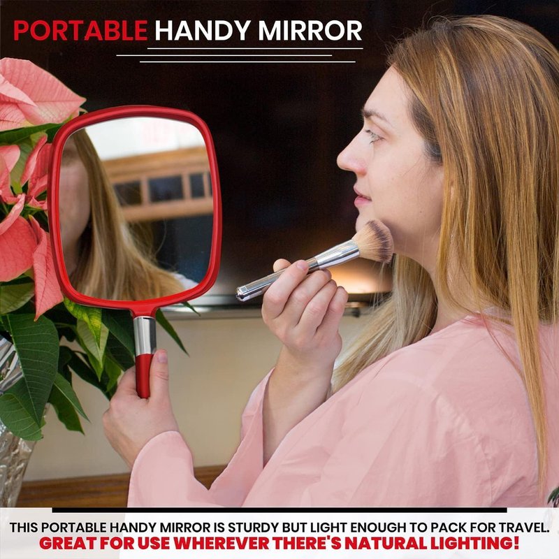 Mirrorvana Professional Hand Mirror - Ergonomic Design for Comfort | Premium Sparkling Red (1-Pack)