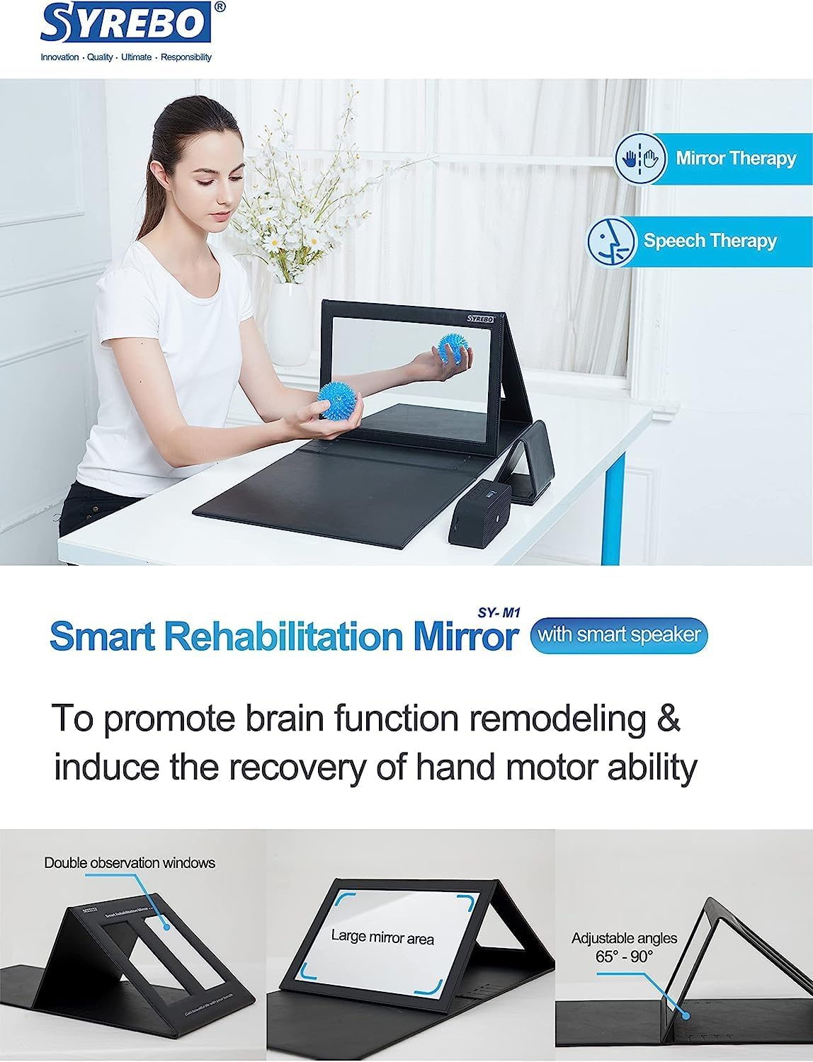 Smart Mirror Therapy Box - Professional Device for Hand & Speech Recovery | Stroke Rehab & Pain Relief