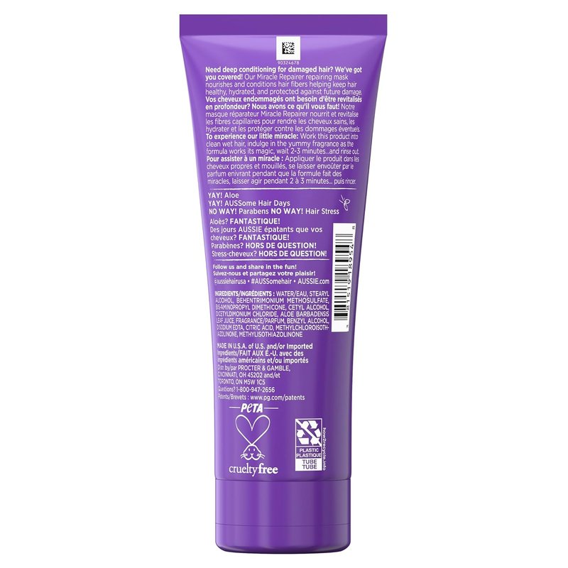 Aussie Miracle Repair Mask - Deep Conditioning Treatment for Damaged Hair | 8.8 oz