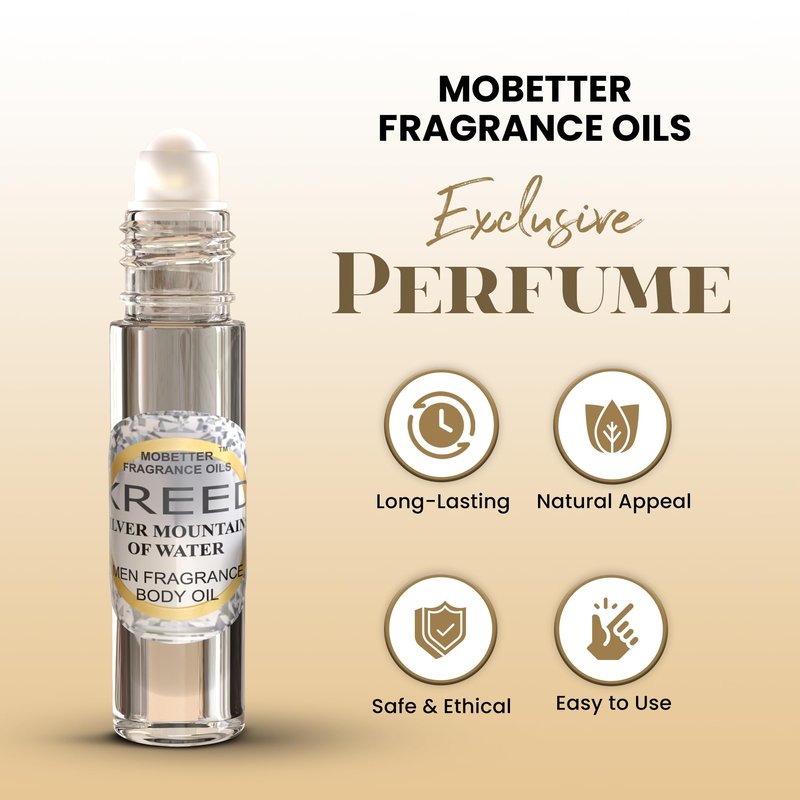 MOBETTER FRAGRANCE OILS' Kreed Silver Mountains of Water Men Fragrance Body Oil 1/3 oz roll on Glass Bottle