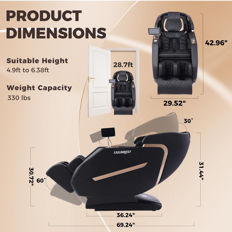 LIULINREST 2026 4D Massage Chair Full Body, Zero Gravity Massage Chair with SL-Track & Heating, Massage Shiatsu Recliner Chair with Smart Voice Control, Touchable Screen, Airbags, Foot Rollers (BLACK)
