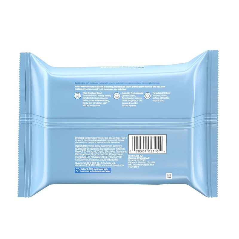 Neutrogena Makeup Remover Wipes - Ultra-Soft Micellar Cleansing Cloths | 25 Count, Alcohol-Free, 6 Pack