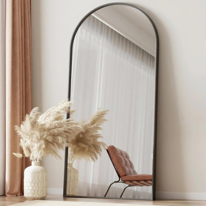 Arched Full Length Mirror - 78"x38" Freestanding Black Aluminum Frame | Perfect for Living Room & Bedroom