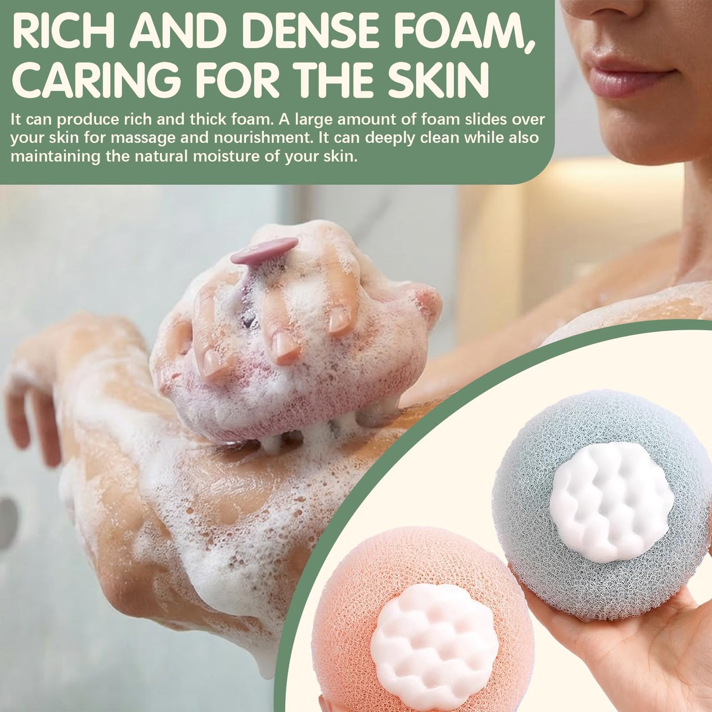 Super Soft Sunflower Suction Bath Ball, 2025 Upgraded 2 in 1 Sunflower Bath Ball Exfoliating Bath Sponge Cleaning Brush (2) (Pink)
