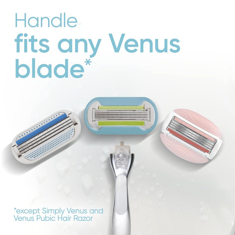 Gillette Venus Extra Smooth Razor for Women, Includes 1 Reusable Razor Handle + 4 count 5-Bladed Razor Refills, Women's Razor with Durable Metal Handle and Shower Holder