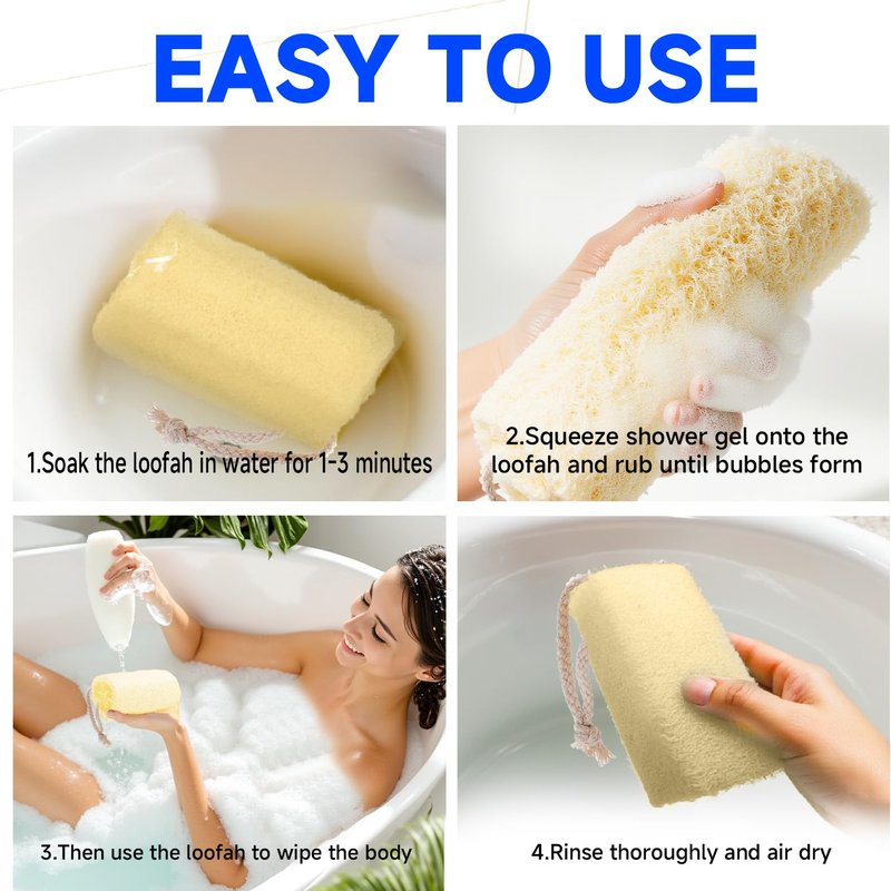 Dismok Loofah Exfoliating Body Scrubber, Natural Egyptian Loofah for Body & Face, Scratch-Free, Eco Friendly Shower Loofah for Women & Men (6-Pack)