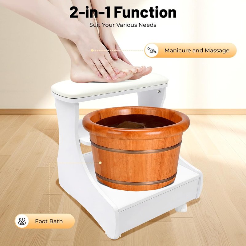 Pedicure Foot Bath Trolley - Mobile Foot Rest Chair with Wheels | 44.09 lbs Capacity for Manicure & Massage