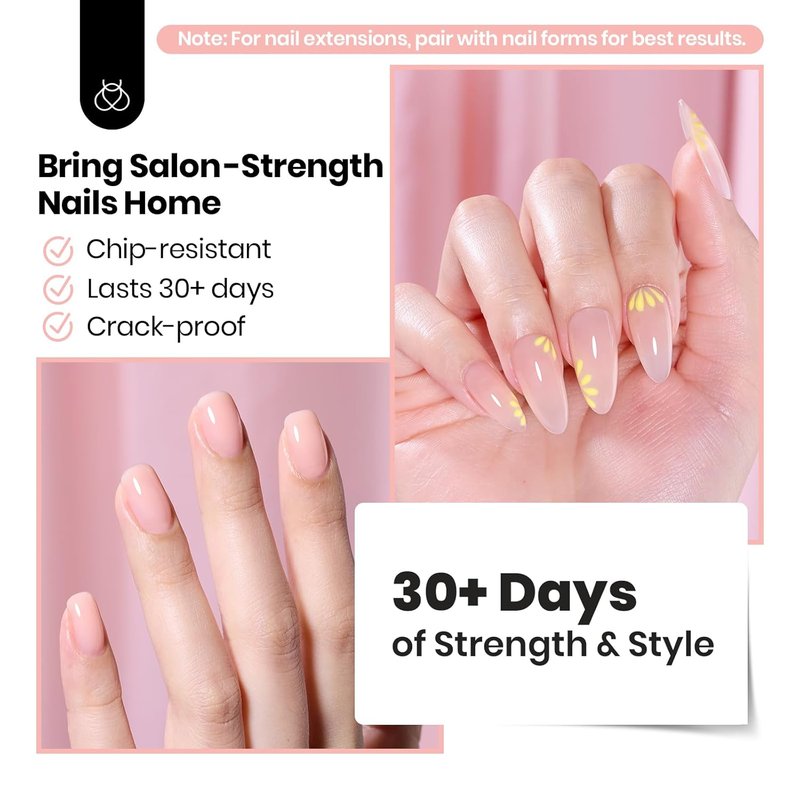 Beetles Builder Gel for Nails - HEMA-Free Clear & Jelly Nude | Apex Strengthening for DIY Nail Extensions