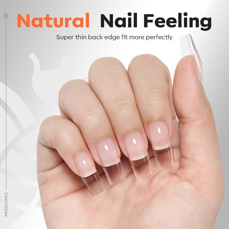 Modelones Pro Luxe Nail Apex Tips - Medium Square Extension Gel Tips | Thicker Strength, 15 Sizes