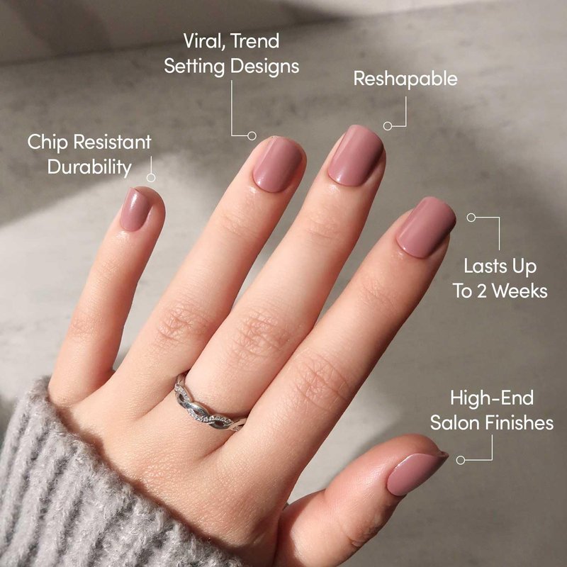Glamnetic Press On Nails - Super Short Round Fake Nails, Muted Mauve Purple Nails, Mauve Cutie | 12 Sizes - 30 Nail Kit with Glue