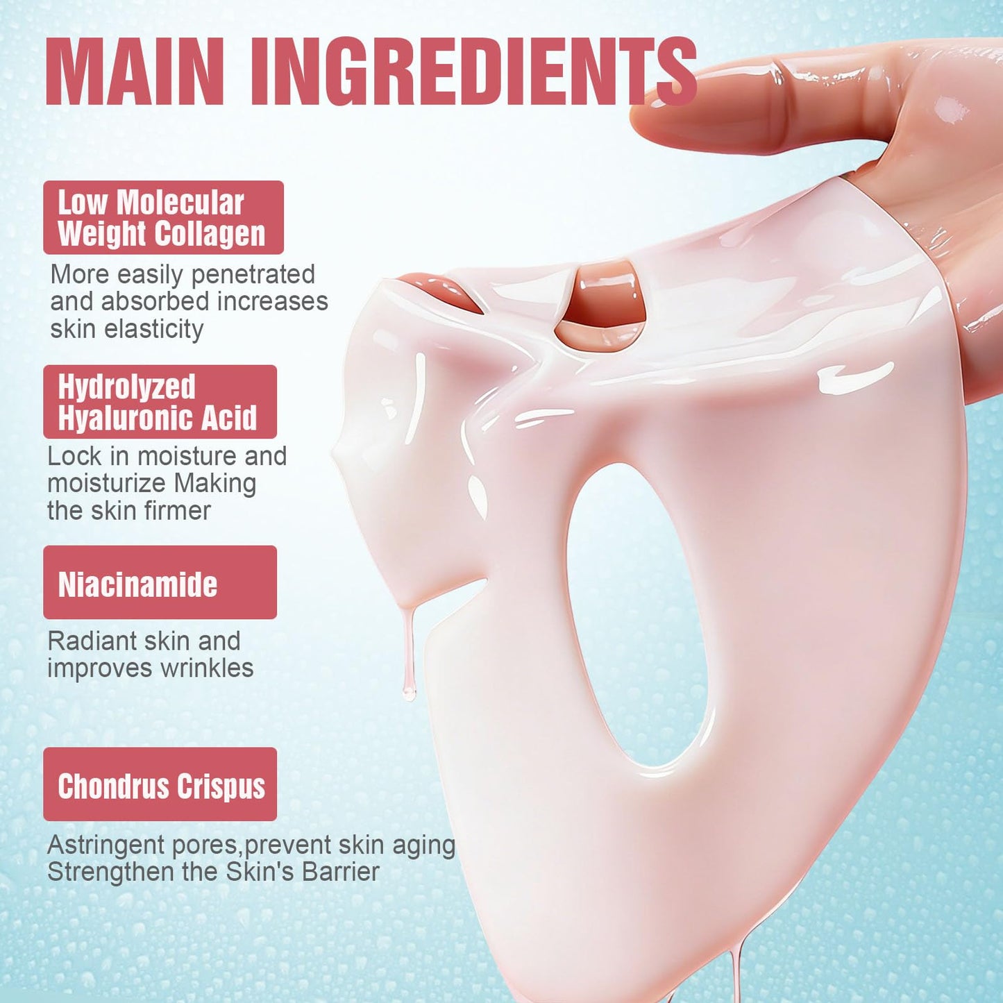 Kewhunt Deep Collagen Face Mask Overnight, Bio- Collagen Mask Real Deep Mask, Hydrating Hydrogel Masks with Low Molecular Collagen for Firming, Elasticity, Pore Minimizing 40g x 5ea Mothers Day Gifts