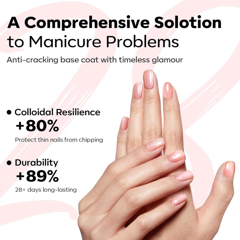 modelones Builder Rubber Gel Base Coat for Nails, Jelly Pink Rubber Base Gel Nail Polish for Strengthen Apex Building Extension Protect Weak Nails Long Last U V Manicure Gift for Women