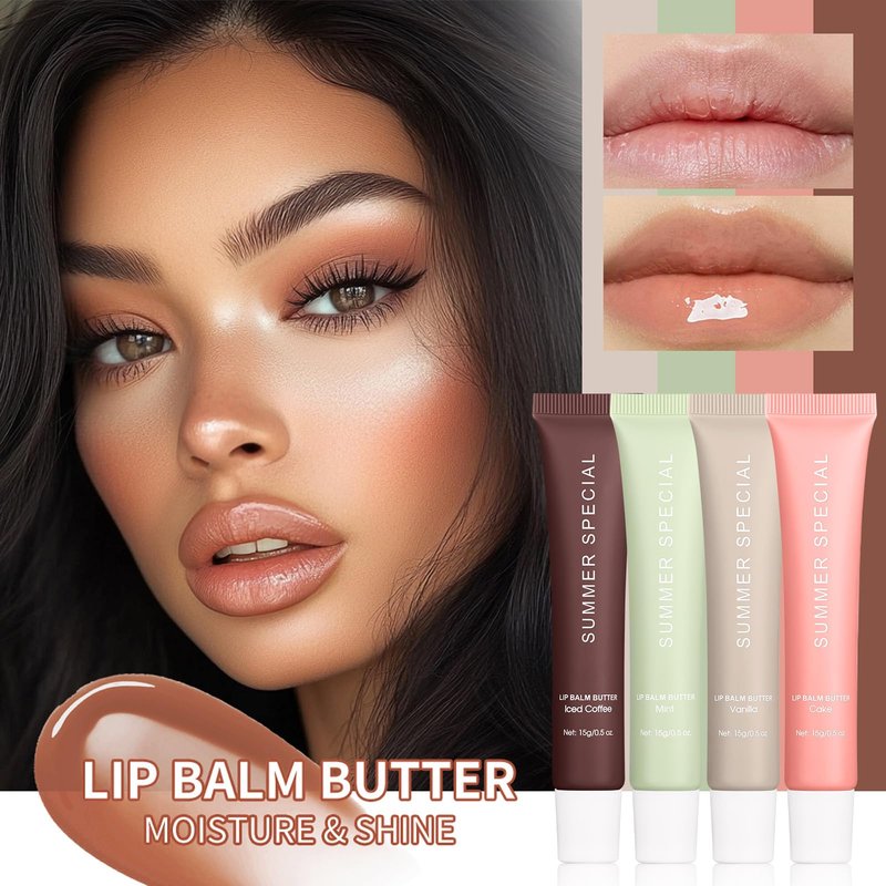 Lip Butter Balm Kit – Hydrating & Nourishing Tinted Lip Balm with Shea Butter & Avocado Oil – Lightweight, Non-Sticky, Glossy Lip Care for Soft & Smooth Lips