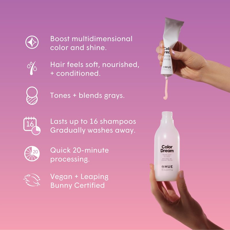 dpHUE Color Dream, Dark Brown - Ammonia-Free, Demi-Permanent Hair Color - Lasts 16 Washes - Boosts Shine - Paraben & Sulfate Free, Leaping Bunny Certified