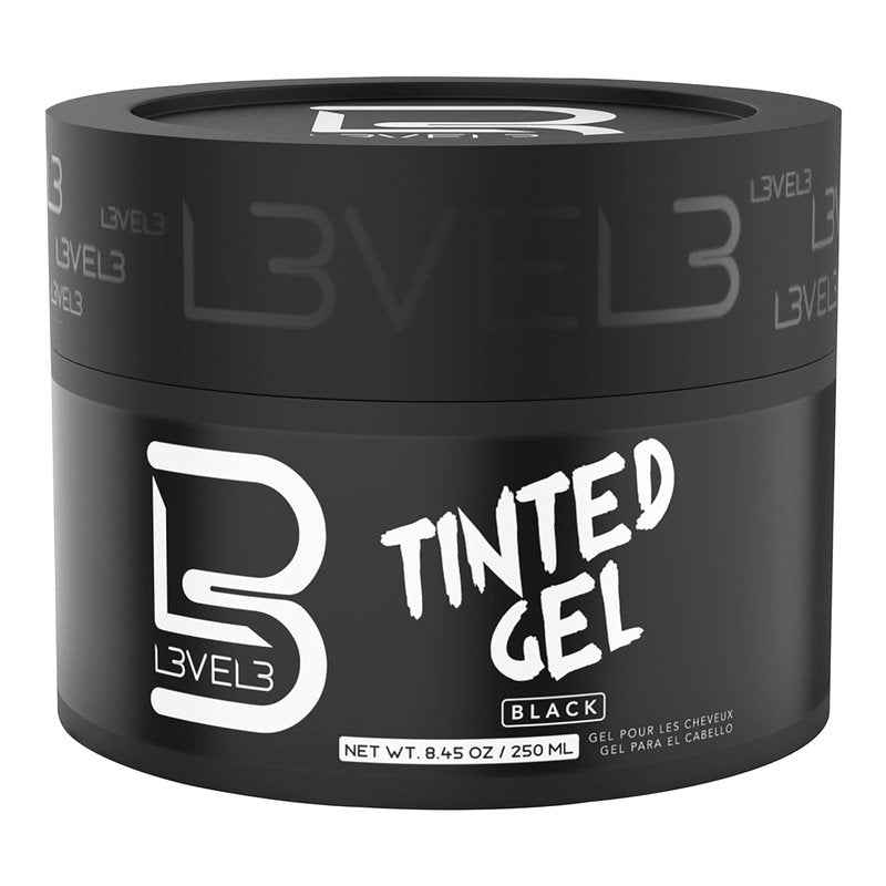 Level 3 Black Tinted Hair Gel - Instant Gray Coverage & Strong Hold - Temporary Color for Volume, Texture & Shine