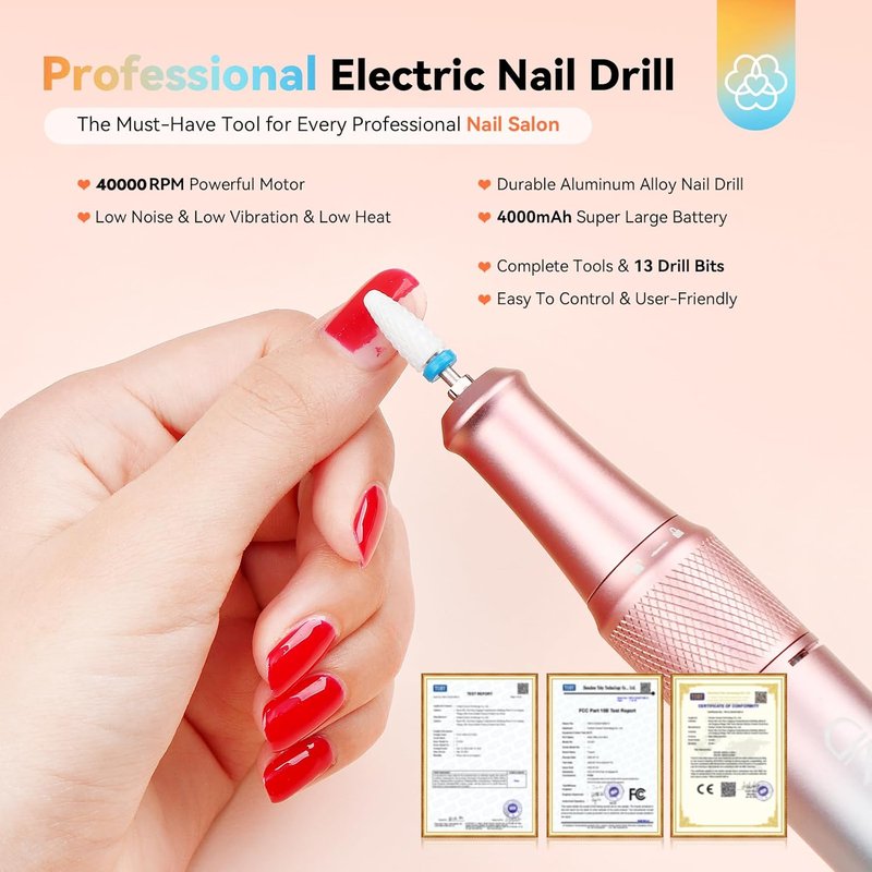 SAVILAND Professional Nail Drill Kit - 40000RPM Electric Nail File with LCD Screen | Gradient Color, Portable for Salon & Home Use