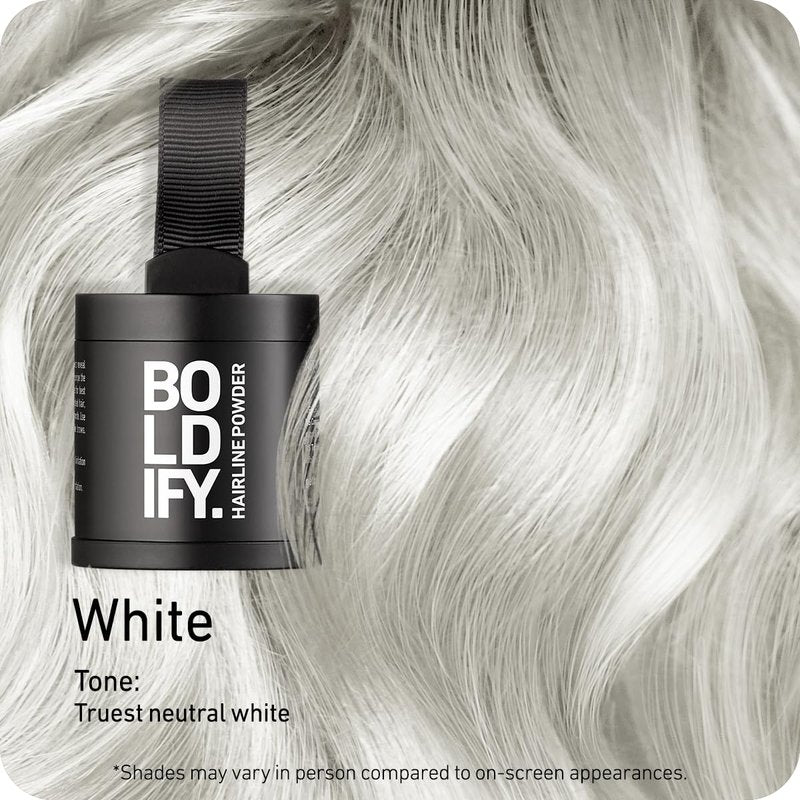 BOLDIFY Hairline Powder (LARGE, 10g) - Water-Resistant Root Touch Up Hair Color for Gray Coverage - 24-Hour Stain-Proof, Mess-Free Hair Powder for Thinning Hair - White