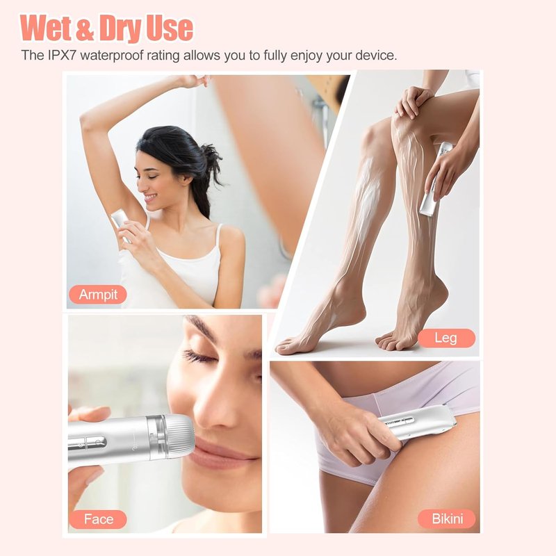 Bikini Trimmer for Women - 2-in-1 Electric Shaver & Razor | IPX7 Waterproof, Rechargeable Hair Removal for Body & Face