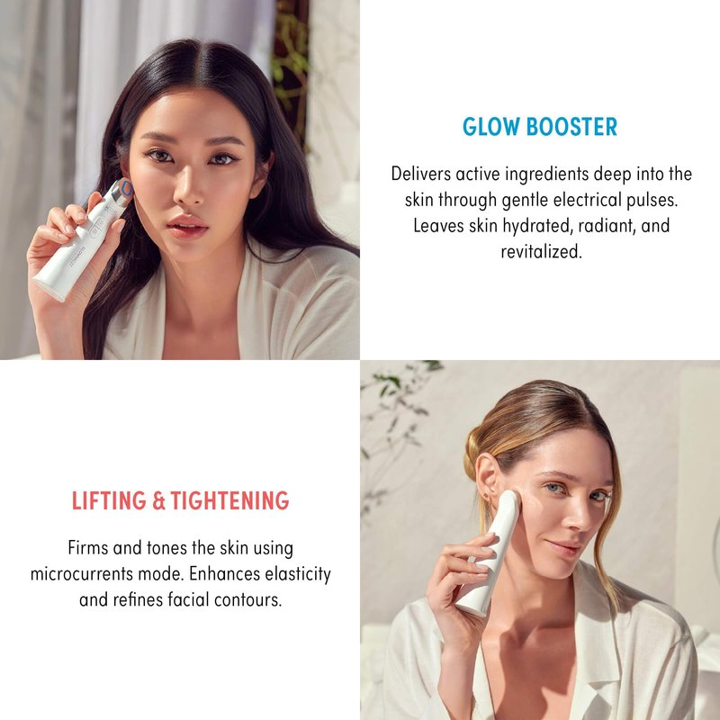 KISS NEW YORK GLOWNIC27 Facial Beauty Device, Microcurrent Glass Glow Skin Booster for Enhancing Korean Skin Care Absorption and Ability to Lift, Improves Hydration Barrier, Elasticity, Even Tone