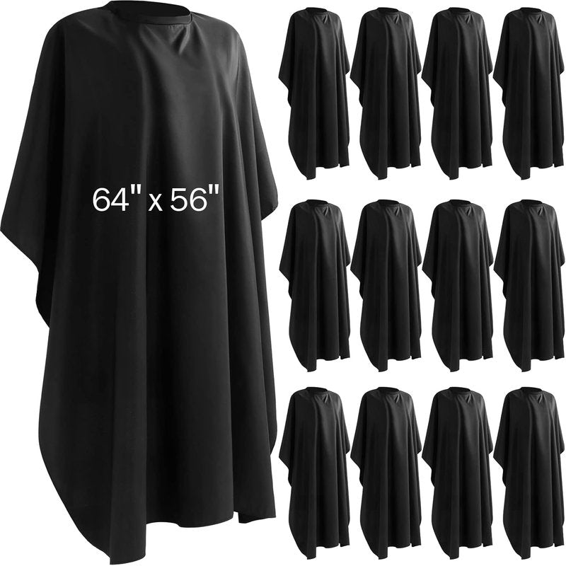 Large Waterproof Barber Cape - 12Pcs Hair Cutting Salon Capes with Adjustable Snaps | 64 x 56 Inches