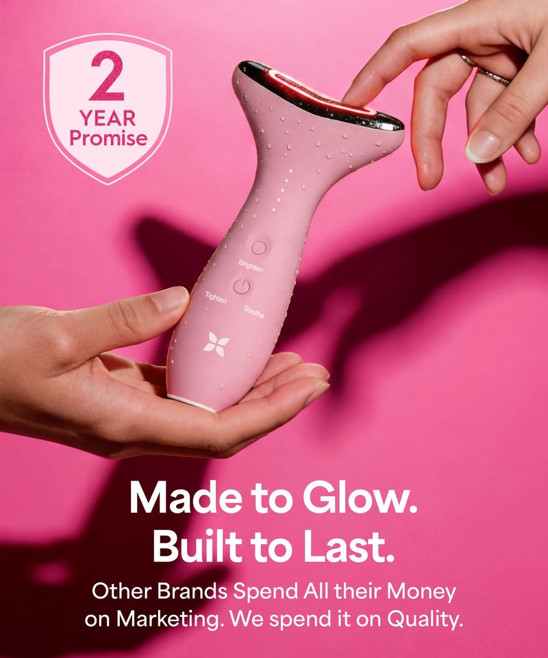 REVO Genie Facial Massager for Face and Neck, LED Beauty Device with Heat and Vibration, Depuffing Sculpting Tool with Red Blue Green Light Modes for Skincare Routine