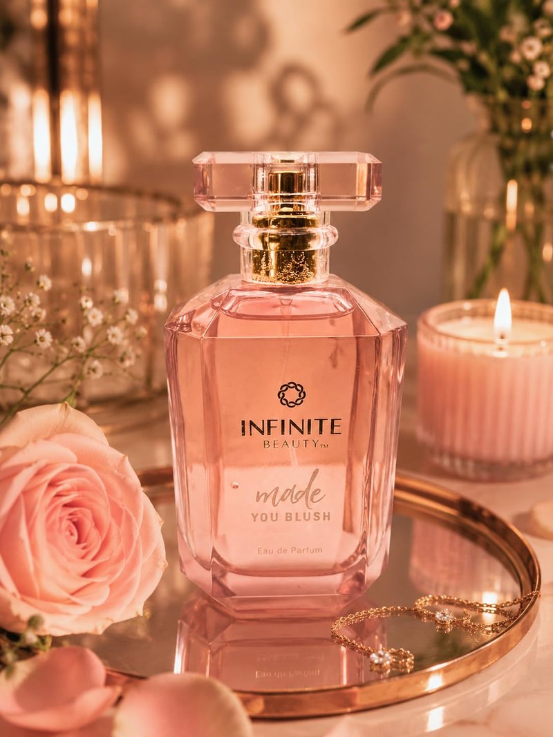 Make You Blush Eau de Parfum for Women by Infinite Beauty – Long Lasting Floral & Fruity Perfume – Elegant, Romantic Scent with Rose, Jasmine & Vanilla – 3.4 FL OZ / 100 ml