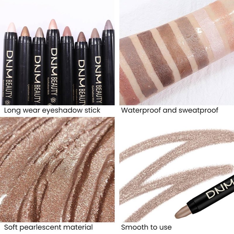 Skiennix 8-Piece Cream Eye Shadow Brightener Stick Set - Shimmer & Matte Shades for Mature Skin
