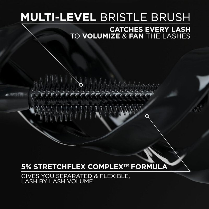 L'Oreal Paris Voluminous Panorama Mascara, Volumizing and Lengthening Mascara, Washable Longwear and Smudge Resistant Make Up, Blackest Black, 0.33 Fl Oz